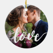Liebe Skriptüberlagerung Foto & Initialen Keramik Ornament (Hinten)