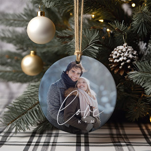 Liebe Skriptüberlagerung Foto & Initialen Keramik Ornament