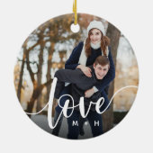 Liebe Skriptüberlagerung Foto & Initialen Keramik Ornament (Hinten)