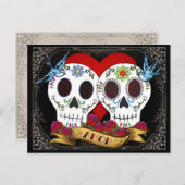 Liebe Skulls Save the Date Postkarte (Vorne/Hinten)