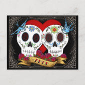 Liebe Skulls Save the Date Postkarte (Vorderseite)
