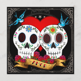 Liebe Skulls Square Einladung