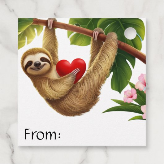 Liebe Sloth Holding Herz Hängen in Tree Valentine Geschenkanhänger (Rückseite)