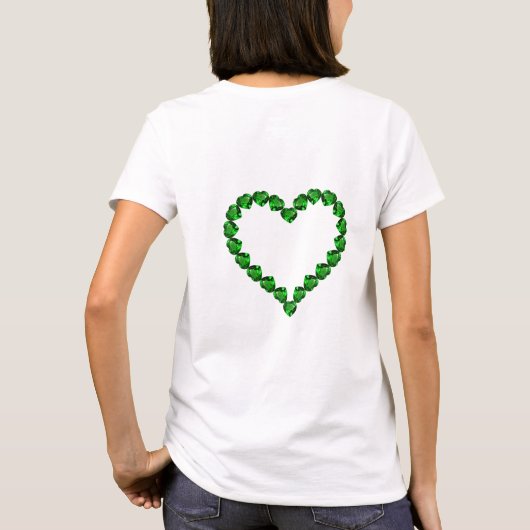 Liebe - Smaragdgrüne Gemstone-Buchstaben T-Shirt (Rückseite)