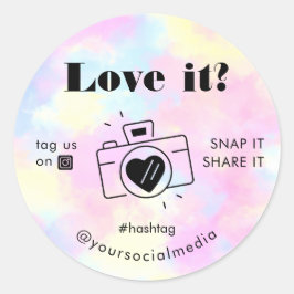 Liebe-Snap für Einhorn-Gefärbte Krawatte-Tag sozia Runder Aufkleber