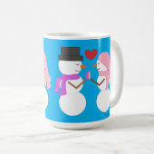 Liebe & Snowpeople: Blaugrün Kaffeetasse (VorderseiteRechts)