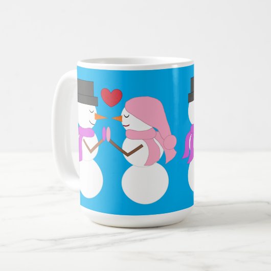 Liebe & Snowpeople: Blaugrün Kaffeetasse (Vorderseite Links)