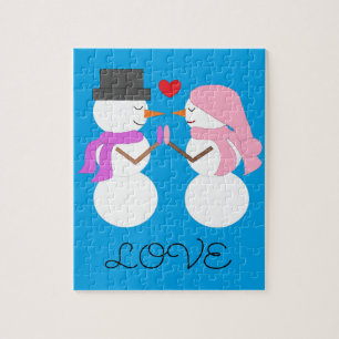 Liebe & Snowpeople: Blaugrüne Weihnachten Puzzle