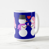 Liebe & Snowpeople: Dunkelblau Kaffeetasse (VorderseiteRechts)