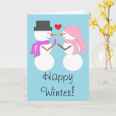 Liebe & Snowpeople: Glücklicher Winter Karte (Gelbe Blume)