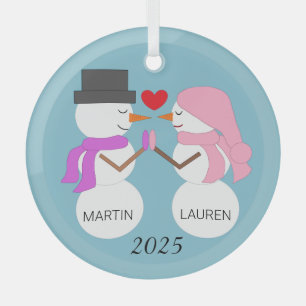 Liebe & Snowpeople: Light Blue Ornament Aus Glas
