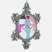 Liebe & Snowpeople: Light Blue Schneeflocken Zinn-Ornament (Links)