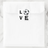LIEBE Soccer Ball Quadratischer Aufkleber (Tasche)