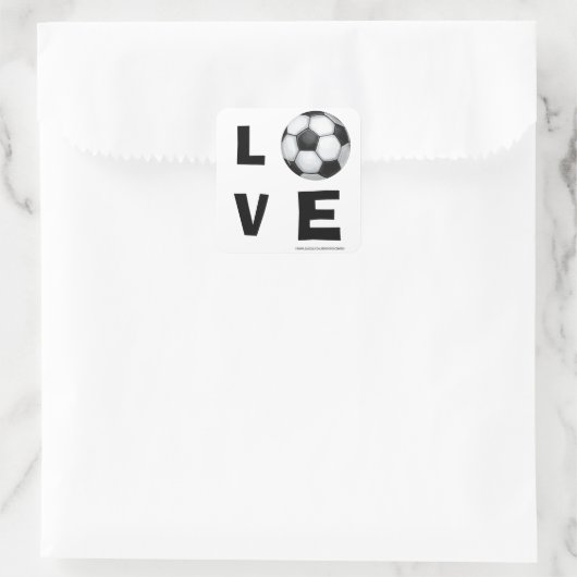 LIEBE Soccer Ball Quadratischer Aufkleber (Tasche)