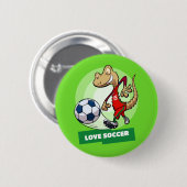 Liebe Soccer Niedlich Gecko Funny Soccer Player Ca Button (Vorne & Hinten)