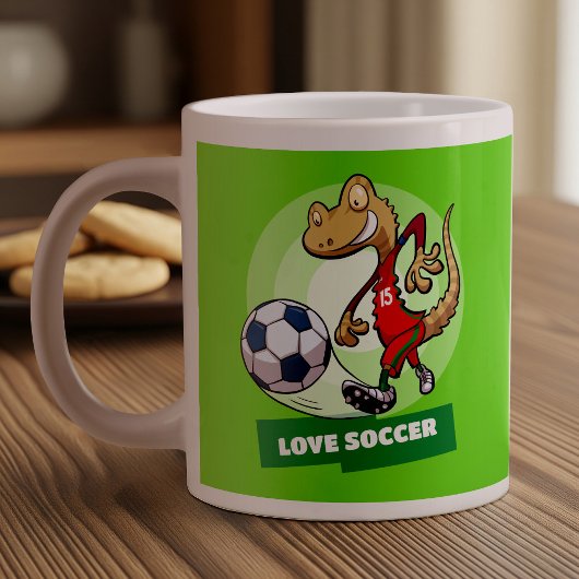 Liebe Soccer Niedlich Gecko Funny Soccer Player Ca Jumbo-Tasse