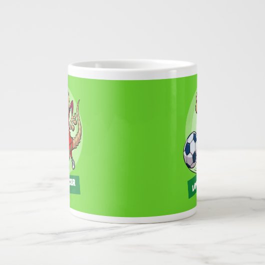 Liebe Soccer Niedlich Gecko Funny Soccer Player Ca Jumbo-Tasse (Vorderseite)