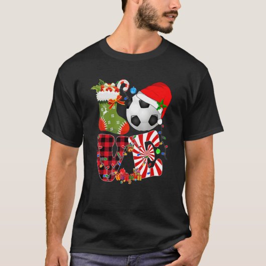 Liebe Soccer Weihnachtsmannmütze Sock Christmas Li T-Shirt (Vorderseite)