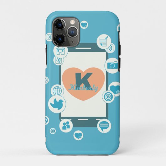 Liebe Social Media Custom Monogram Phone Case (Rückseite)
