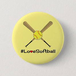 Liebe-Softball-Gelb-Hashtag-Sport Button