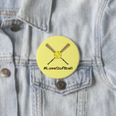 Liebe-Softball-Gelb-Hashtag-Sport Button (Beispiel)