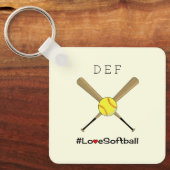 Liebe Softball hashtag Ihre Initialen Sport Schlüsselanhänger (Vorderseite)