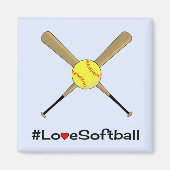 Liebe Softball Hashtag Slogan blau Magnet (Vorne)