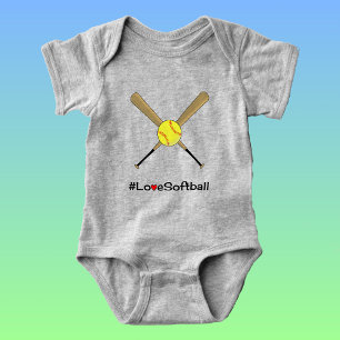 Liebe Softball Hashtag Slogan Sport Baby Strampler