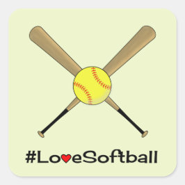 Liebe Softball Hashtag Slogan Sport Quadratischer Aufkleber