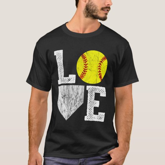 Liebe Softball Mama Vater T-Shirt (Vorderseite)
