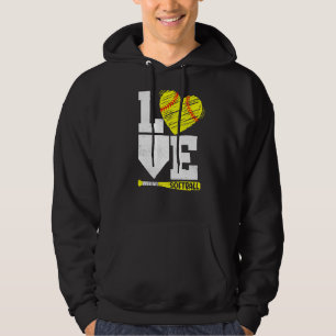 Liebe Softball Niedliches Herz mit Softball Bat fo Hoodie