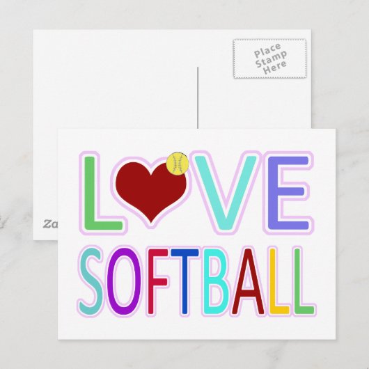 Liebe-SOFTBALL Postkarte (Vorne/Hinten)