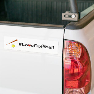 Liebe Softball Slogan weiß Autoaufkleber