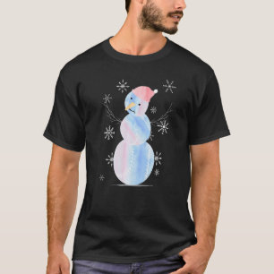 Liebe Softball Snowman Pastel Light Blue Watercolo T-Shirt