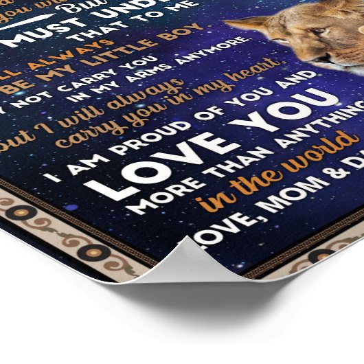 Liebe Son | Zu unserem Sohn stolz auf Sie und Lieb Poster (Ecke)