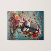 Liebe & Song - altmodisches Mikrofonpuzzle Puzzle (Horizontal)
