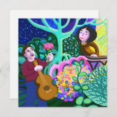 Liebe Song Gitarre und Rose Einladung (Vorne/Hinten)