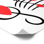 LIEBE SONG MUSIKNOTEN NIEDLICH RED SCHWARZ-WEISS F POSTER (Ecke)