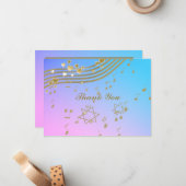 Liebe Songs Bat Mitzvah Flat Note Card Mitteilungskarte (Vorderseite/Rückseite Beispiel)