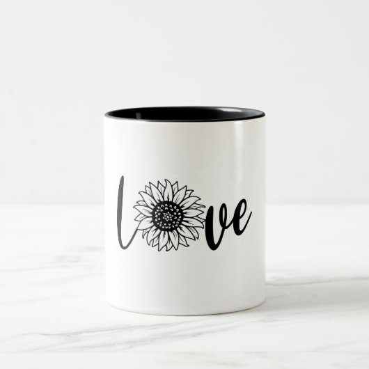 Liebe Sonnenblume Zwei-Tonen-Kaffee-Tasse Zweifarbige Tasse (Mittel)