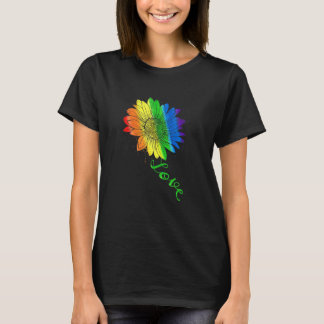 Liebe Sonnenblumen Blütenblume Lgbtq Regenbogenfla T-Shirt