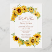 Liebe Sonnenblumen Brautparty real Folieneinladung (Vorderseite)