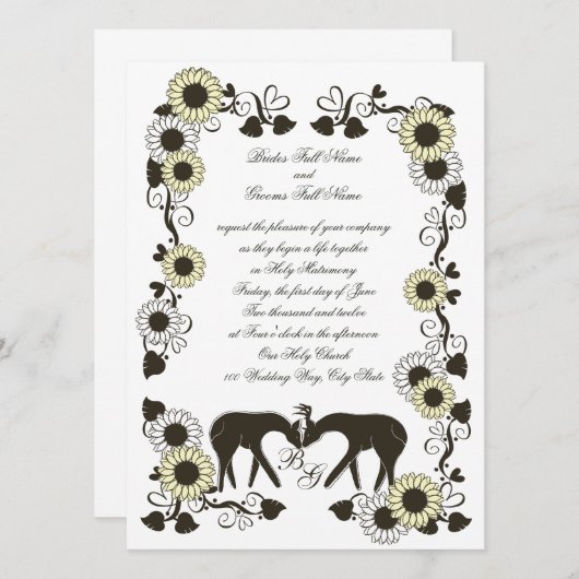 Liebe Sonnenblumen Einladung (Vorne/Hinten)