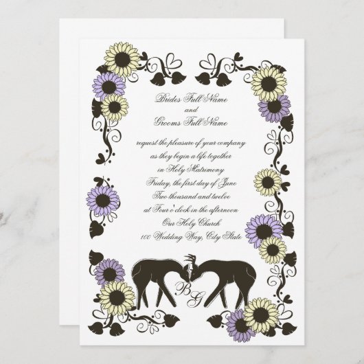 Liebe Sonnenblumen Einladung (Vorne/Hinten)