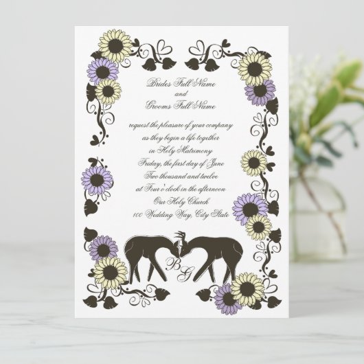 Liebe Sonnenblumen Einladung (Stehend Vorderseite)