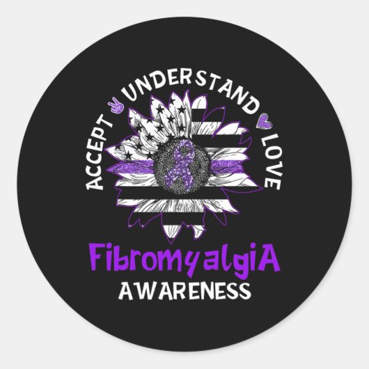 Liebe Sonnenblumen Fibromyalgie Awareness G Runder Aufkleber (Vorderseite)