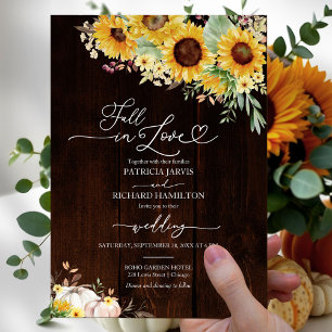Liebe Sonnenblumen Kürbiskeits-Hochzeit Einladung