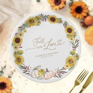 Liebe Sonnenblumen Kürbiskeits-Hochzeit Pappteller