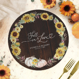 Liebe Sonnenblumen Kürbiskeits-Hochzeit Pappteller