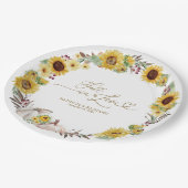 Liebe Sonnenblumen Kürbiskeits-Hochzeit Pappteller (Schrägansicht)